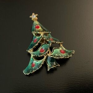 Festive Christmas Tree Brooch vintage 80’s